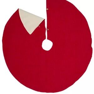 NWT New Reversible Red/ Cream Jute Tree Skirt 48”